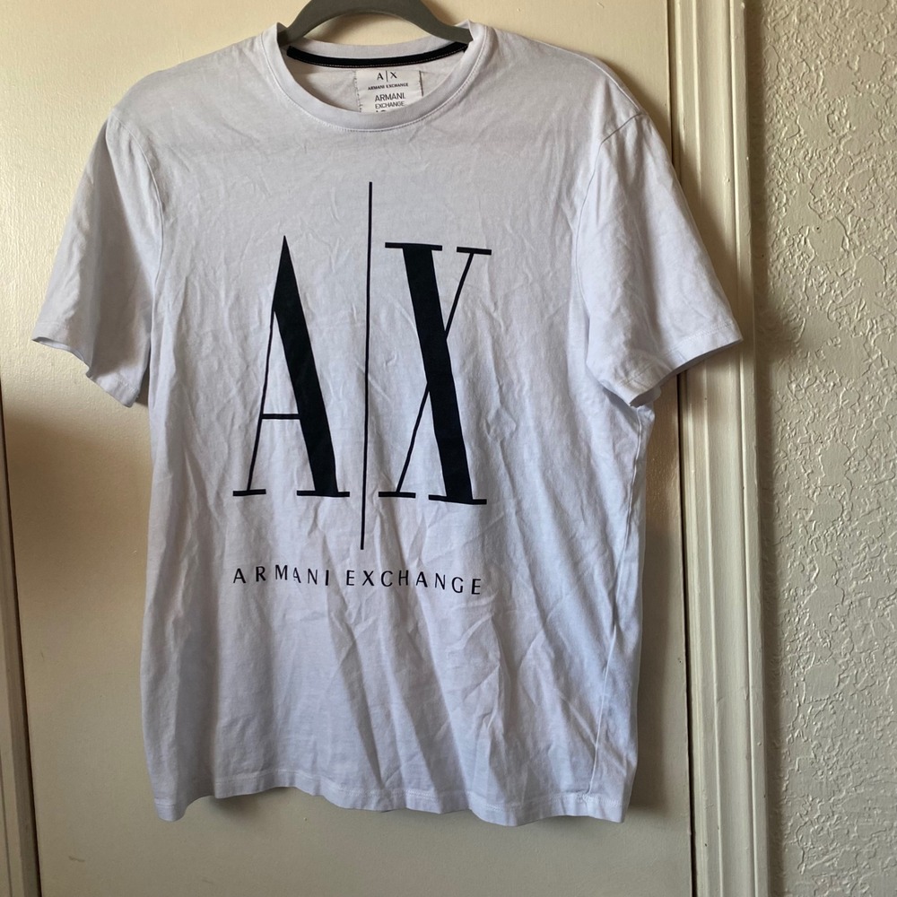 Armani Exchange Icon Period White T-Shirt Mens Medium Logo Graphic Tee